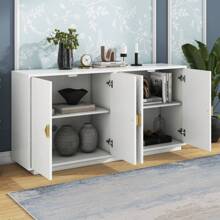 Nestfair Modern Functional Large Storage Space Sideboard With Wooden Triangular Handles And Adjustable Shelves