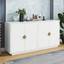 Nestfair Modern Functional Large Storage Space Sideboard With Wooden Triangular Handles And Adjustable Shelves