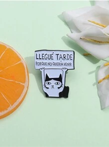 QIHOO 1 件不锈钢时尚联盟评级可爱小猫，适合男女在假期佩戴 - 黑與白 - 查看 3