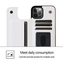 奢华真皮钱包式手机壳，兼容 16e、16、15、14、13、12、11 Pro Max、SE、X、XR、XS Max、8、7、6、6S Plus以及Galaxy S25、S24、S23、S22、S21、S20 Ultra、A13、A14、A15、A35、A53、A54、A55、S23 FE、S24 FE。配备支架和信用卡槽，防震、防水、防摔、防刮。 - 白色 - 查看 5