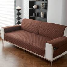 1 pieza Funda de sofá a cuadros de unicolor, protector anti-salpicaduras y anti-deslizamiento para mascotas, funda de sofá, protector de muebles, para dormitorio, oficina, sala de estar, decoración del hogar (se vende individualmente, los reposabrazos y el respaldo se deben comprar por separado)