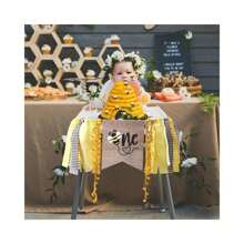 Bee 1st High Chair Banner - Bee Birthday Themed Decorations,1st Bee Day Banner, Bee One Highchair Banner , 1st Birthday Bee High Chair Banner Party Decorations - Yellow - View 6