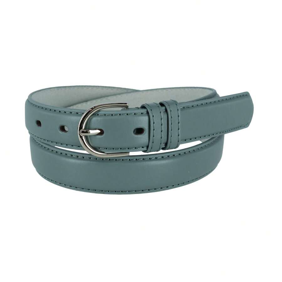 CTM Women's Leather Dress Belt 1 1/8 Inch Silver Buckle, Available In Black, Blue, Brown, Dark Pink, Dark Purple, Grey, Light Pink, Navy, Orange, Red, Royal Blue, Tan, White, Yellow, 2XL, L, M, S, XL Leather Dress Belts - 灰色的 - 查看 1