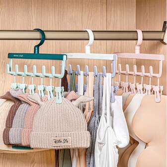 1pc Multipurpose Clothes Hanger With Clips, Home Storage Holder Rack For Hanging Shirts/Vest