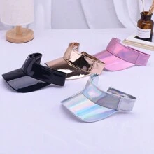 Party One Men European And American Style Laser Perforated Flat Top Cap Street Fashion Baseball Cap Summer Sun Protection Simple Breathable Crownless Baseball Cap - Multicolor - View 3