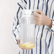 Jarra grande transparente de alta capacidad para agua fría/agua con hielo/té/jugo con resistencia a caídas y alta temperatura, para uso en el hogar o comercial - Marrón - Ver 9