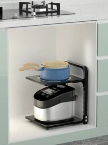 1 Set Adjustable Pot And Pan Organizer Rack For Cabinets - Space Saving Pot And Pan Organizer For Kitchen Storage And Organization