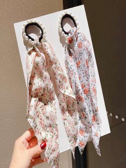 Faixa de cabelo pérola elástico/laço 1 unidade de cor aleatória