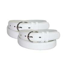 CTM Women's Leather Dress Belt 2-Pack 1 1/8 Inch Silver Buckle, Available In Black, Brown, Navy, Red, Tan, White,  2XL, Large, Medium, Small, Xlarge Leather Dress Belts - 白色 - 查看 1
