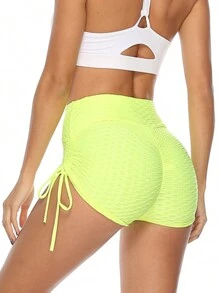 Women's High Waist Biker Gym Shorts V Cut Tie Side Swimsuit Bottoms Quick Dry Casual Elastic Workout Yoga Sport Running Shorts - 綠色 - 查看 1