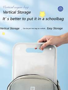 A4考試文件夾收納袋提交科目分類收納袋攜帶式豎向手風琴袋文件夾 - 白色 - 查看 2