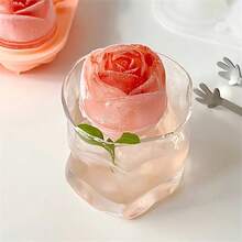 1pc 4-Cavity Rose Shaped Ice Cube Tray For Home Use,Ice Cube,Party,Travel,Wedding,Birthday,Graduation,Bachelorette Party,Bachelorette,Kitchen,Kitchen Items,Storage,Decor,Outdoor. - Orange - View 4