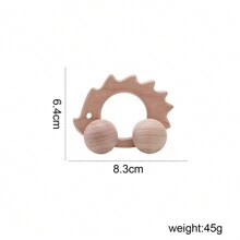 Animal Shaped Wooden 4-Wheeled Car, Wooden Mini Vehicle, Early Education Cognitive Building Blocks Toy, Infant/Toddler Push Cart - Beige - View 3