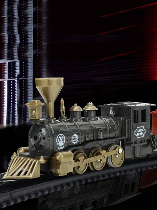 1 Set realistisch elektrische klassische Zugstrecke Bausatz Modelleisenbahnspielzeug Set, zufällige bunte Zubehörteile