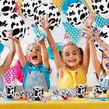 25/50pcs Cow Print Latex Balloon, Farmhouse Theme Birthday Decorations, Cowboy Party Supplies,