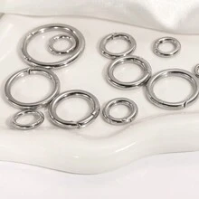 5pcs Stainless Steel 3mm Wire Hinge Closure Jewelry O Rings Connector Carabiner Round Circle Spring Clasp - Silver - View 9