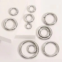 5pcs Stainless Steel 3mm Wire Hinge Closure Jewelry O Rings Connector Carabiner Round Circle Spring Clasp - Silver - View 7