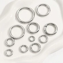 5pcs Stainless Steel 3mm Wire Hinge Closure Jewelry O Rings Connector Carabiner Round Circle Spring Clasp - Silver - View 8