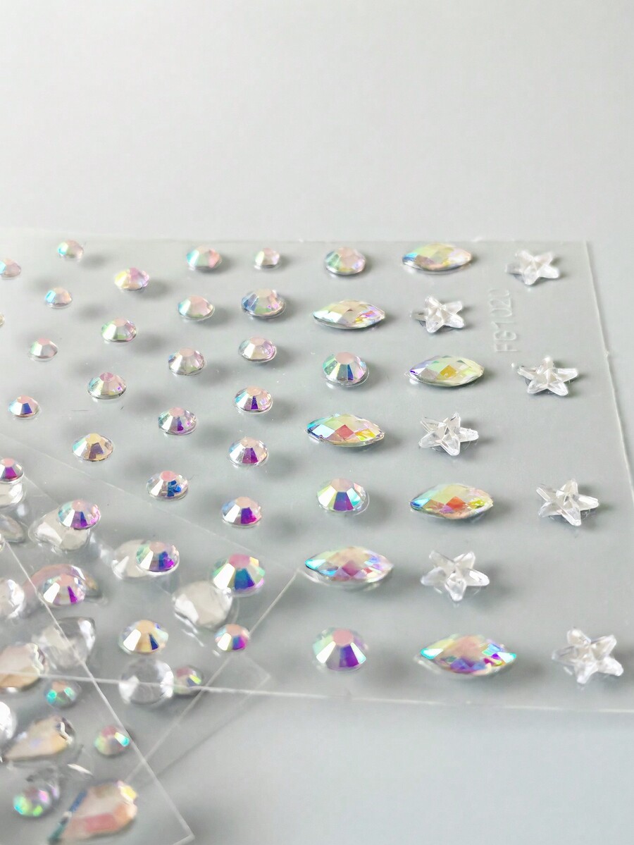 4pcs Acrylic 3d Crystal Rhinestone Sticker Face Gem Sticker Eyeliner