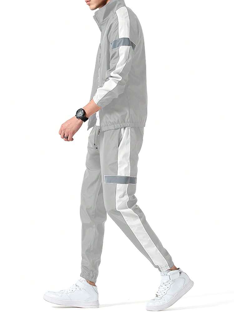 Shendy Vendy Men's 2-Piece Sports Set With Reflective Strips - Màu Xám nhạt - Xem 4