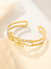 1 pieza Pulsera con nombre personalizado con forma de corazón en la parte inferior, pulsera de acero inoxidable con nombre personalizado para mamá, regalo de cumpleaños, regalo del Día de San Valentín, regalo de dama de honor, regalo de Navidad, regalo del Día de la Madre, regalo para ella