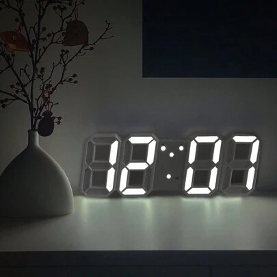1 ks 3D noční světlo digitální hodiny, nástěnné/stolní hodiny, chytré fotocitlivé, ztlumené, minimalistické, kreativní, pro domácí dekorace/studentské použití, bytové dekorace, dekorace pokoje s budíkem, dekorace do ložnice, dekorace do koleje, školní dekorace, školní překvapení
