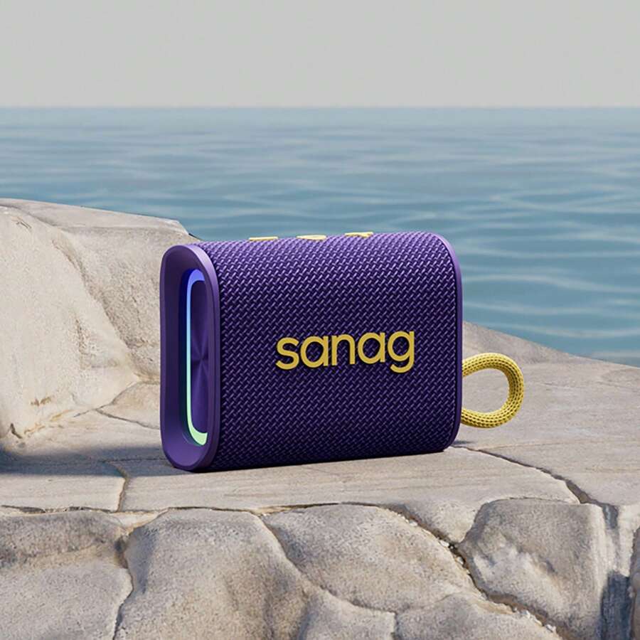 Sanag M13s Alto-falante Sem Fio Impermeável Ipx7 Mini Alto-falante Portátil Para Acampamento Ao Ar Livre Com Exibição De Luz Led, Subwoofer, Chamada Sem As Mãos, Presente De Férias E Aniversário - Roxo - Visão 1