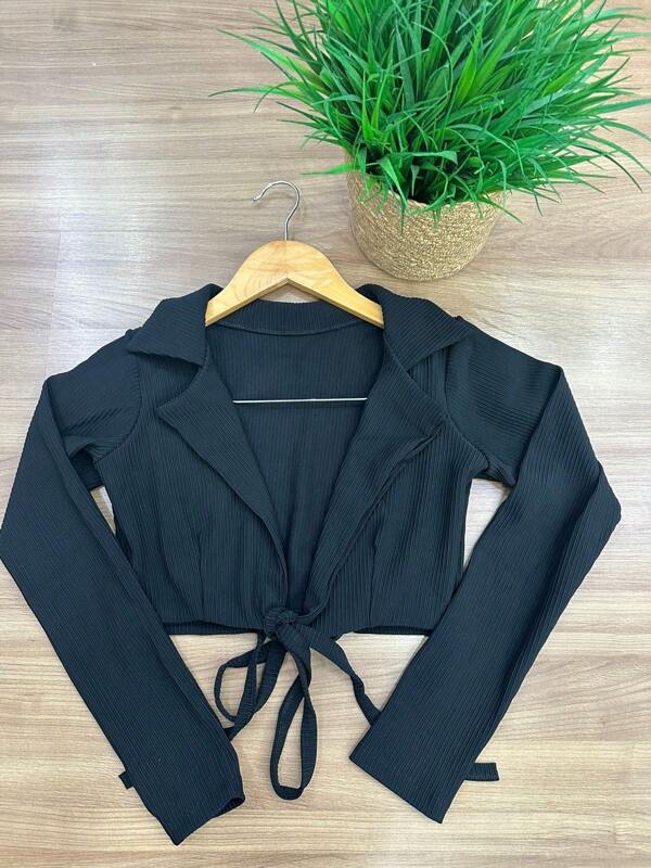 Camisa cropped canelado