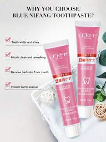 2入組100g*2清新薄荷口味牙膏，可去煙斑和牙色，護理牙齦，美白牙齒 - 粉色 - 查看 4