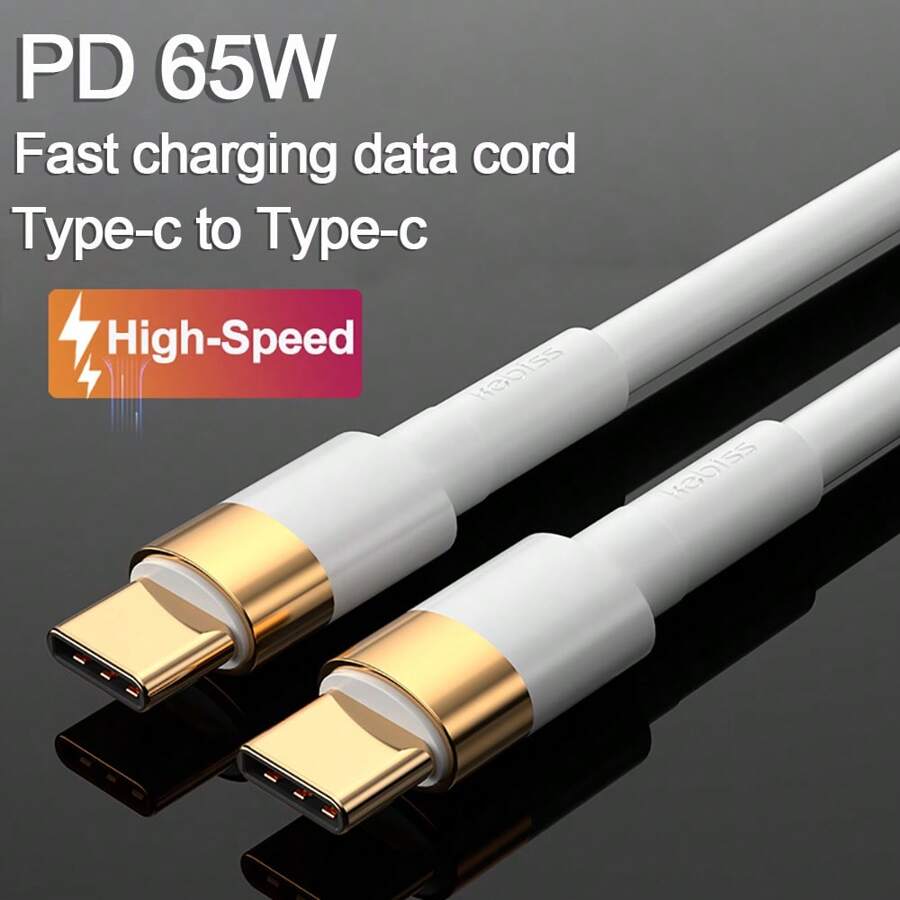Cable de datos y carga rápida de 66W 5A Tipo C a Tipo C para accesorios de teléfono móvil , Honor, , Redmi, POCO, Samsung, OPPO, OnePlus, cargador de alta velocidad para automóvil, cable USB C, cable de carga Tipo C compatible con iPhone 15 - Dorado - Ver 1