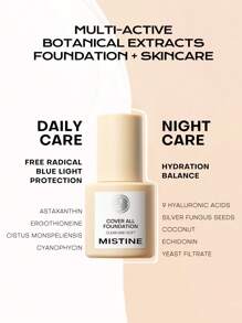 MISTINE 全遮瑕妝前乳霧效果，24小時防水輕盈貼膚的液態粉底液，具有透明質酸抗氧化抗污染抗藍光成分，1包30克 - LP 110 - 查看 4