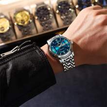 Montre pour hommes étanche 50 m en acier inoxydable 316, mouvement à quartz japonais lumineux automatique - haute qualité avec batterie japonaise longue durée, calendrier anglais du dimanche, garde-temps précis. Cadeau d'anniversaire, de fête des pères, de mariage pour hommes d'affaires. Souvenir, fournitures essentielles pour la rentrée scolaire