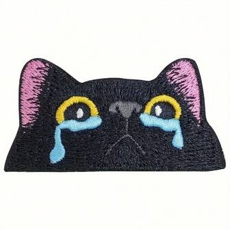 Black Cat Face Black Cat Cry Iron On Patches Clothing Embroidered Applique Stickers Badge Sewing Sad Cat Badge DIY Craft Embroidery Patch Cloth Paste Heart Shaped Embroidery Patch Stick On Clothing, Bags, Decoration Patches Embroidered Clothing Personalized DIY Accessories Can Be Sewn/Ironed On Paste Patches Paste Clothing Decorative Stickers Embroidery Badge Chest Badge Shoe/ Hat/Box/Bag Accessories Hole Repair Embroidery Paste Cloth Halloween Summer, School