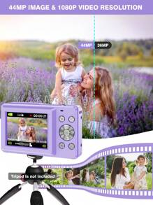 Nicamery 44MP 1080P FHD Compact Digital Camera For Teens, 16X Zoom, 32GB SD Card, 2 Batteries, Lanyard - Ideal Beginner Camera Gift - Purple - View 2