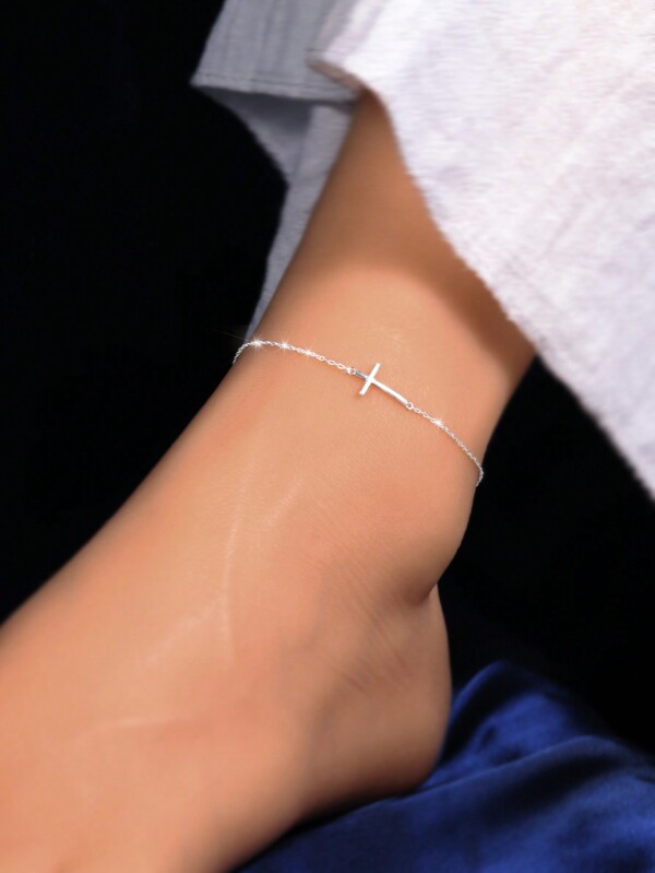 ELSEDES 1pc Simple Yet Elegant S925 Sterling Silver Handmade Shiny Anklet, Quality Jewelry, Suitable For Women, Perfect For Summer, Daily Wear, And Parties Holiday