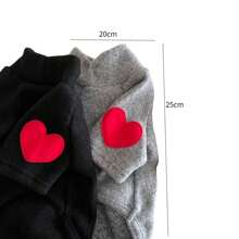 情人節春秋季小型/中型寵物心型連帽衛衣黑米灰時尚2024新款寵物情侶裝 - 灰色 - 查看 5