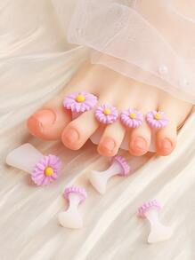 8 Pieces Silicone Toe Separators Purple Daisy Flower Pattern Reusable Pedicure Separators Manicure Tools Nail Polish Protective Covers For Home Salon DIY - Multicolor - View 3