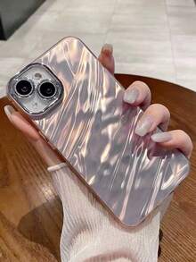 One Sparkling Glitter Water Ripple Phone Case Compatible With IPhone 15 Solid Color 14 Pro Max, Stylish 12 Minimalist 11 High-End New - Pink - View 1