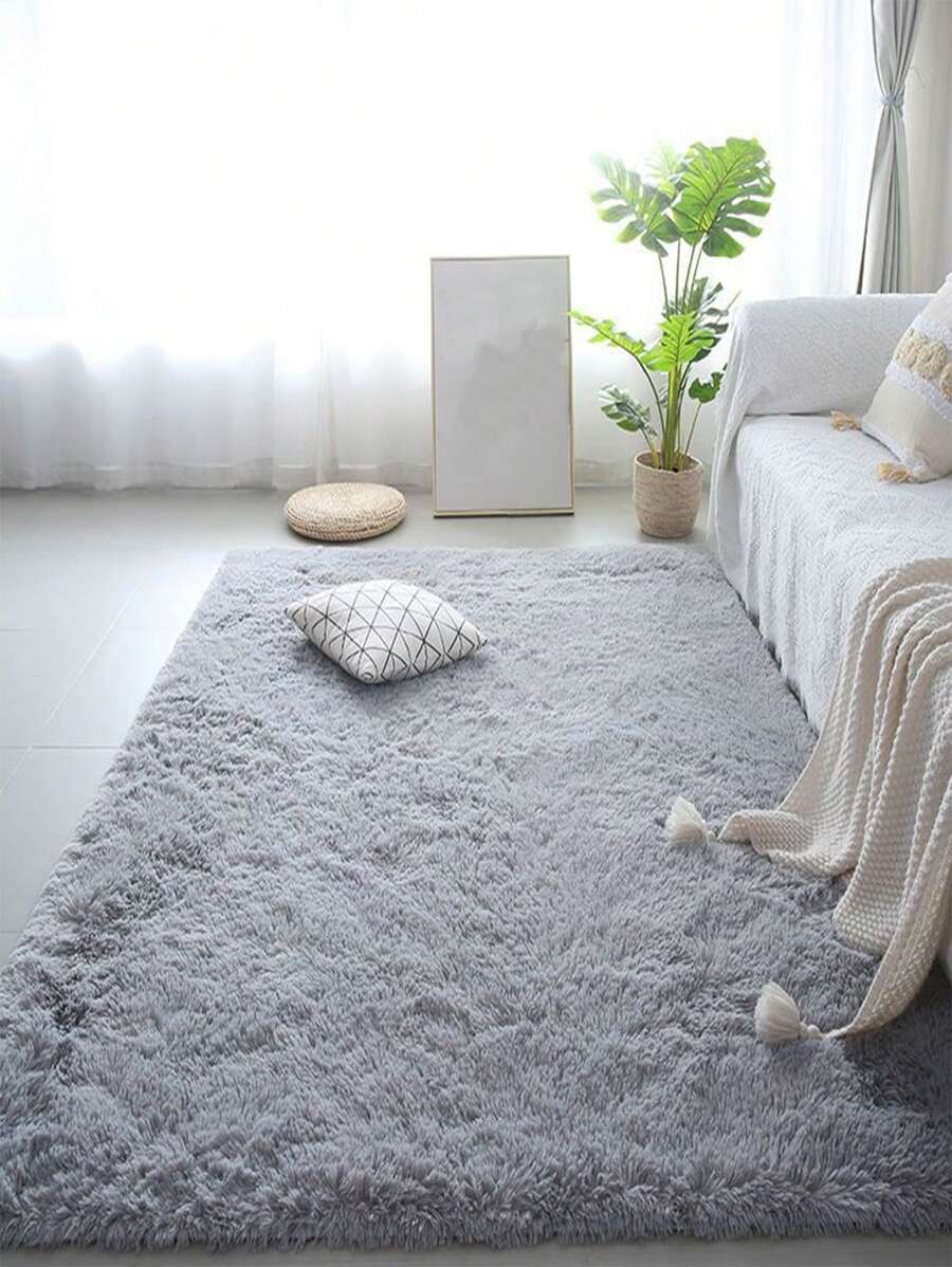 1pc, A Piece Of Long Pile Rug. Light Grey Rug With Long And Extremely ...