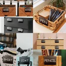 Set (10pcs Basket Tags + 2 White Pens) Basket Clip Coffee & Milk Tea Shop Price & Advertising Blackboard & Hand-Painted Message Board PVC Label Clip Basket Label Clip Storage Classification Clip Detachable Label Clip - Black - View 11