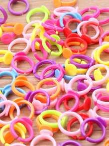 50pcs Kids Cartoon Plastic Colorful Ring Base DIY Jewelry Accessories, Perfect For Handmade Gifts