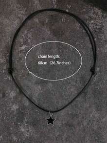 Vintage Phong Cách Gothic Ngôi Sao Dệt Dây Rút Vòng Cổ Nữ Trang Sức Ins Vòng Cổ Ngôi Sao Y2K Dây Có Thể Điều Chỉnh Vòng Cổ - màu đen - Xem 2