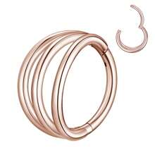 ADYJELY 1PC Triple Hoop Open Stacked Hinged Segment Nose Rings Hypoallergenic 316L Surgical Steel 16G Septum Clicker Ring, Cartilage Earrings Conch Daith Helix Rook Ear Lobe Piercing Jewelry, Golden Black Diameter 8mm 10mm 12mm Earlobe Earring ,Belly Ring Nipple Ring Women And Men Body Piercing Jewelry