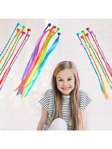 18pcs Colorful  Themed Clip-In Children Hair Extensions Set, Suitable For All Seasons And Gifts - Multicolor - View 5