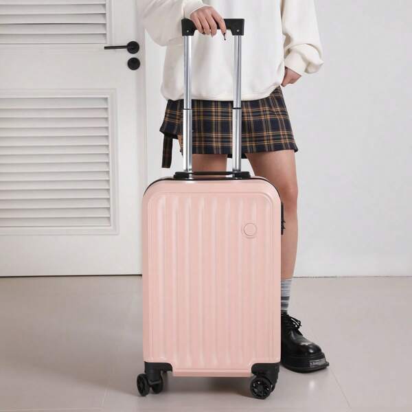 New 20-Inch Business Trolley Suitcase, Lightweight Aluminum Alloy PC Material, Combination Lock, Spinner Wheels, Elegant Style, Durable, For Students, Business Travel, School, Unisex Bag For School School Accessories School Stuff