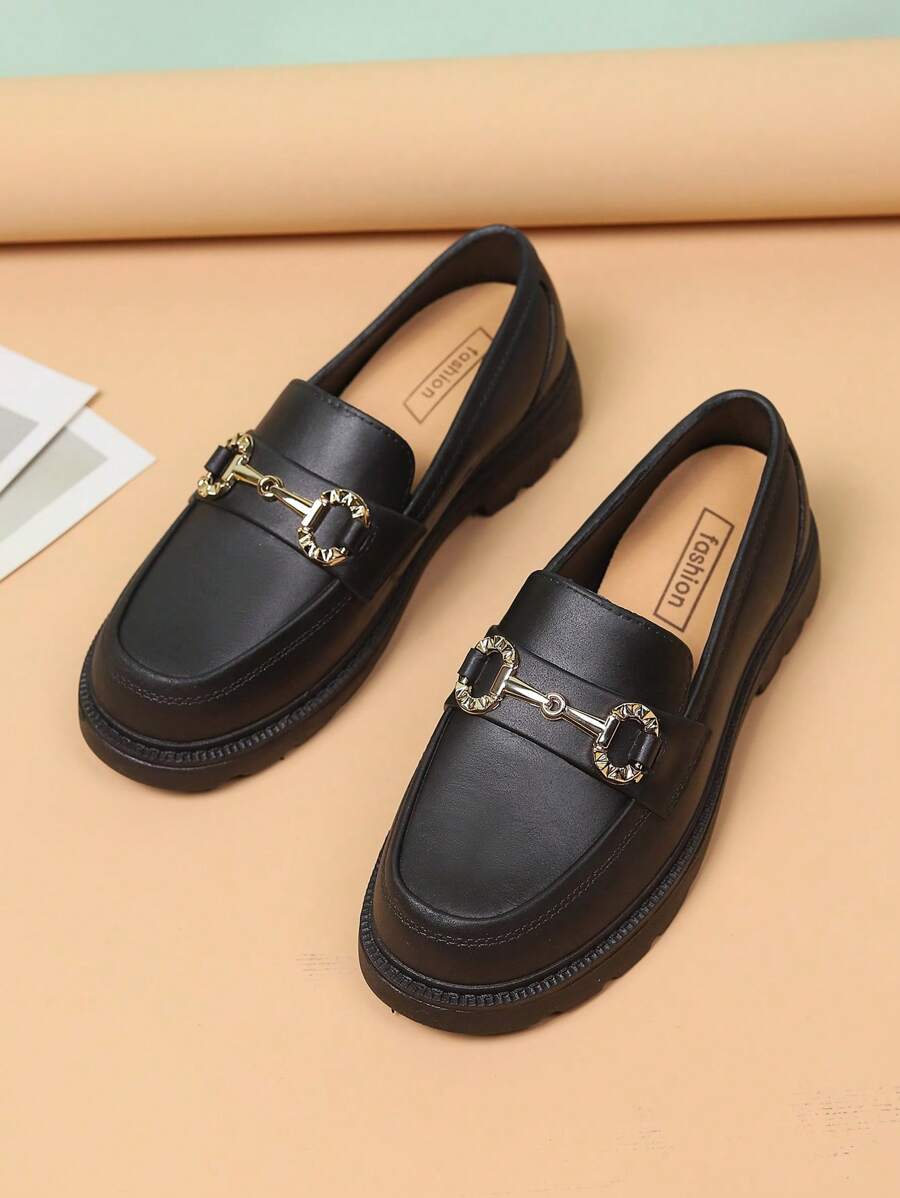 新款青少年夏季英倫風鞋，帶條扣設計，柔軟防滑，適用於戶外活動和海灘假期 - 黑色 - 查看 1