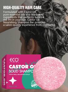 ECO FINEST 二合一蓖麻油洗发护发皂，清爽固体洗发皂，平衡干性头发 - 无塑料，固体洗发护发皂，富含植物精油 - 藕粉色 - 查看 4