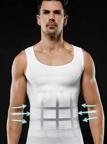 Men's 2 Pcs Compression Shirt Slimming Body Shaper Vest Gym Workout Tank Top Sleeveless Abdomen Shapewear Gynecomastia Compression Shirts, Tummy Control Undershirts - Change In Seconds