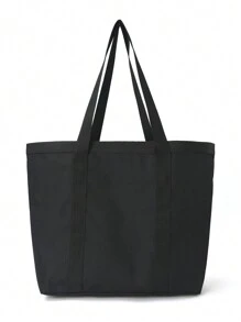 Túi đi biển lưới polyester rỗng, dung tích lớn, màu trơn, nhẹ, tiện dụng, nhiều ngăn, thích hợp cho kỳ nghỉ, du lịch, giặt giũ, đựng đồ khi bơi, túi lưới đi biển tối giản, quà tặng Ngày của Mẹ cho Mẹ cho Túi đi biển mùa hè, Túi tote đi học - màu đen - Xem 5