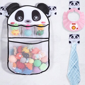 Cute Duck Mesh Net Storage Bag - Quick Drying Bathroom Bath Holder With Suction Cups - Perfect Bath Game Bag For Organization,Bath Games,Baby Toys>Polyester,Baby Bath Storage
